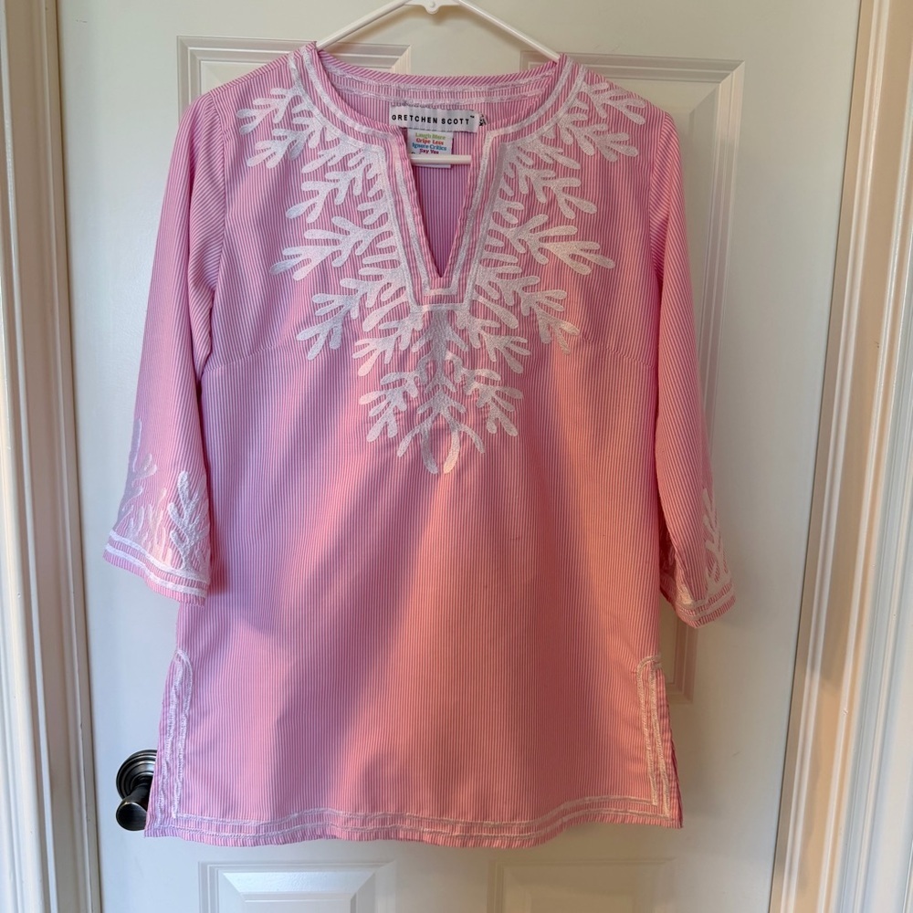 Gretchen Scott Designs Pink and White Tunic